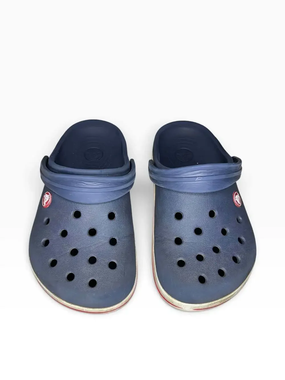 Crocs Kids Crocband Clog Navy Blue with Red and White Stripe Size J3